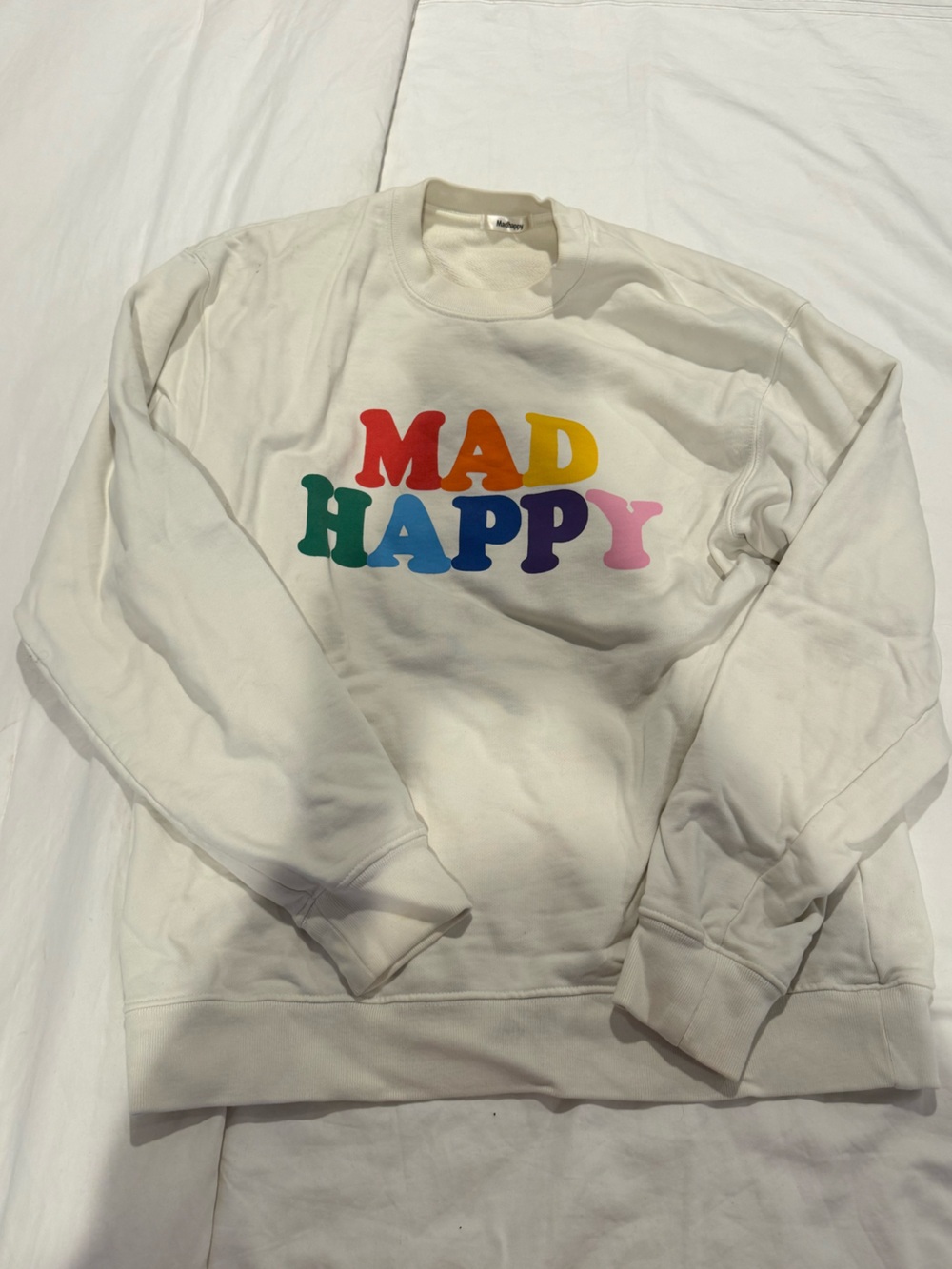 Madhappy Cream Crewneck with Rainbow Logo